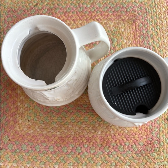 Starbucks Vintage White Embossed Globe Mugs - Picture 8 of 8